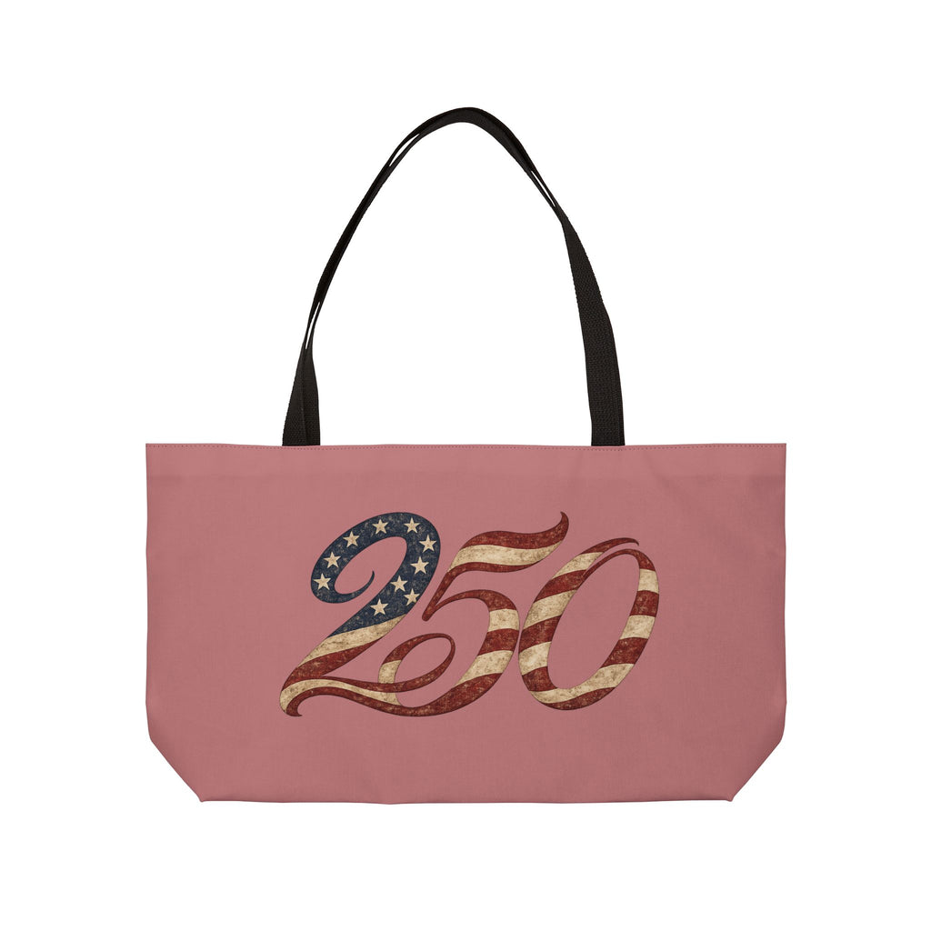 Weekender Tote Bag — '250' American Flag Script Travel Tote