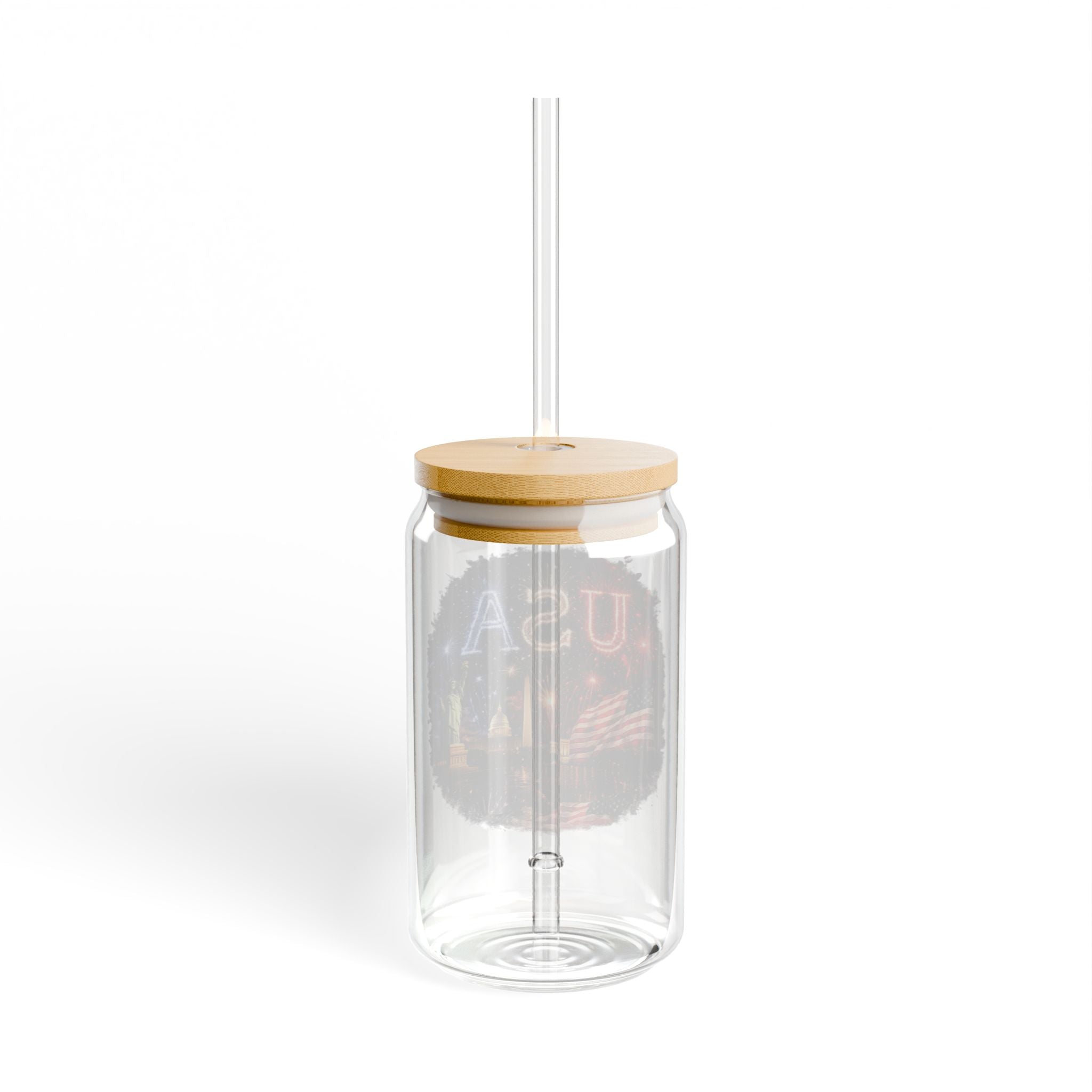 USA Fireworks Sipper Glass – 16oz Patriotic Summer Drink Cup with Straw