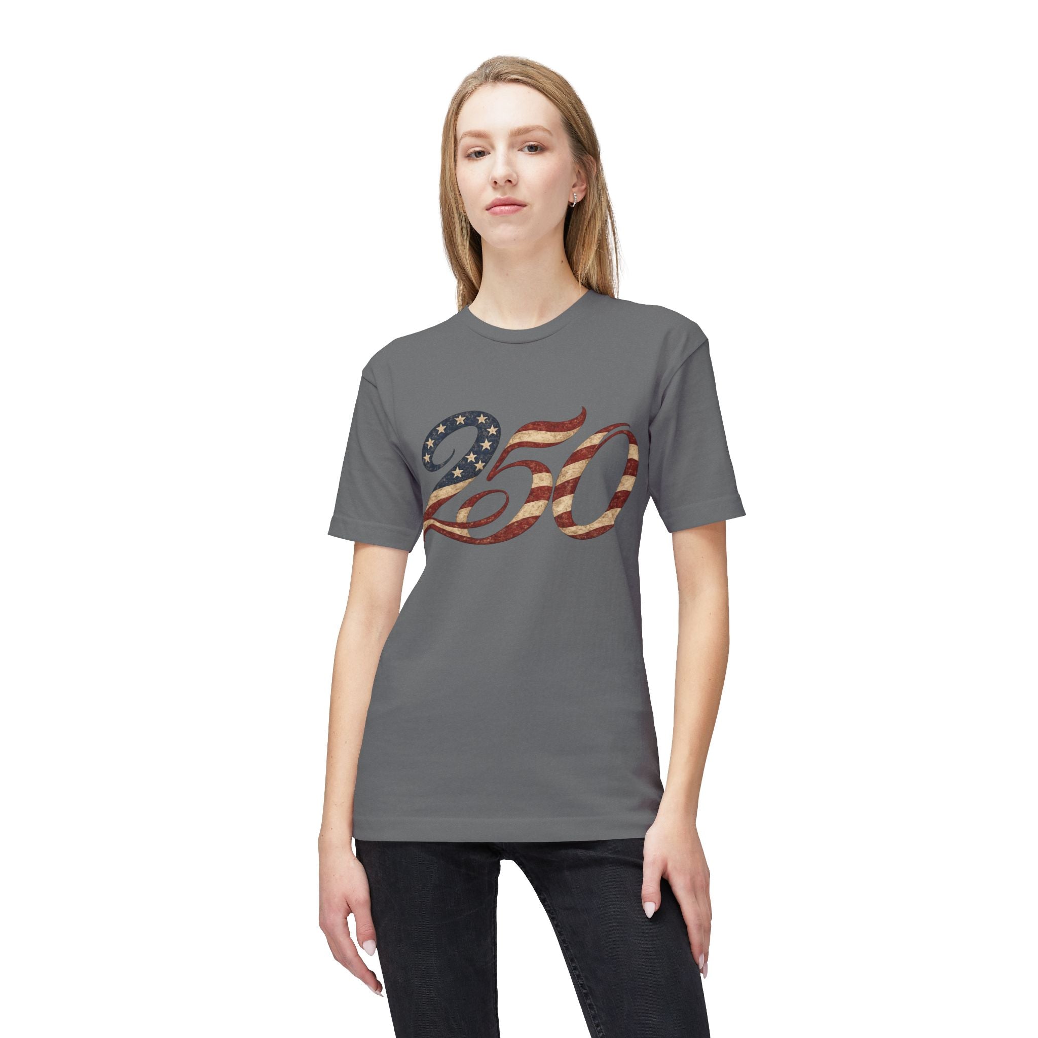 250 American Flag Number T-Shirt — Patriotic 250th Anniversary Tee