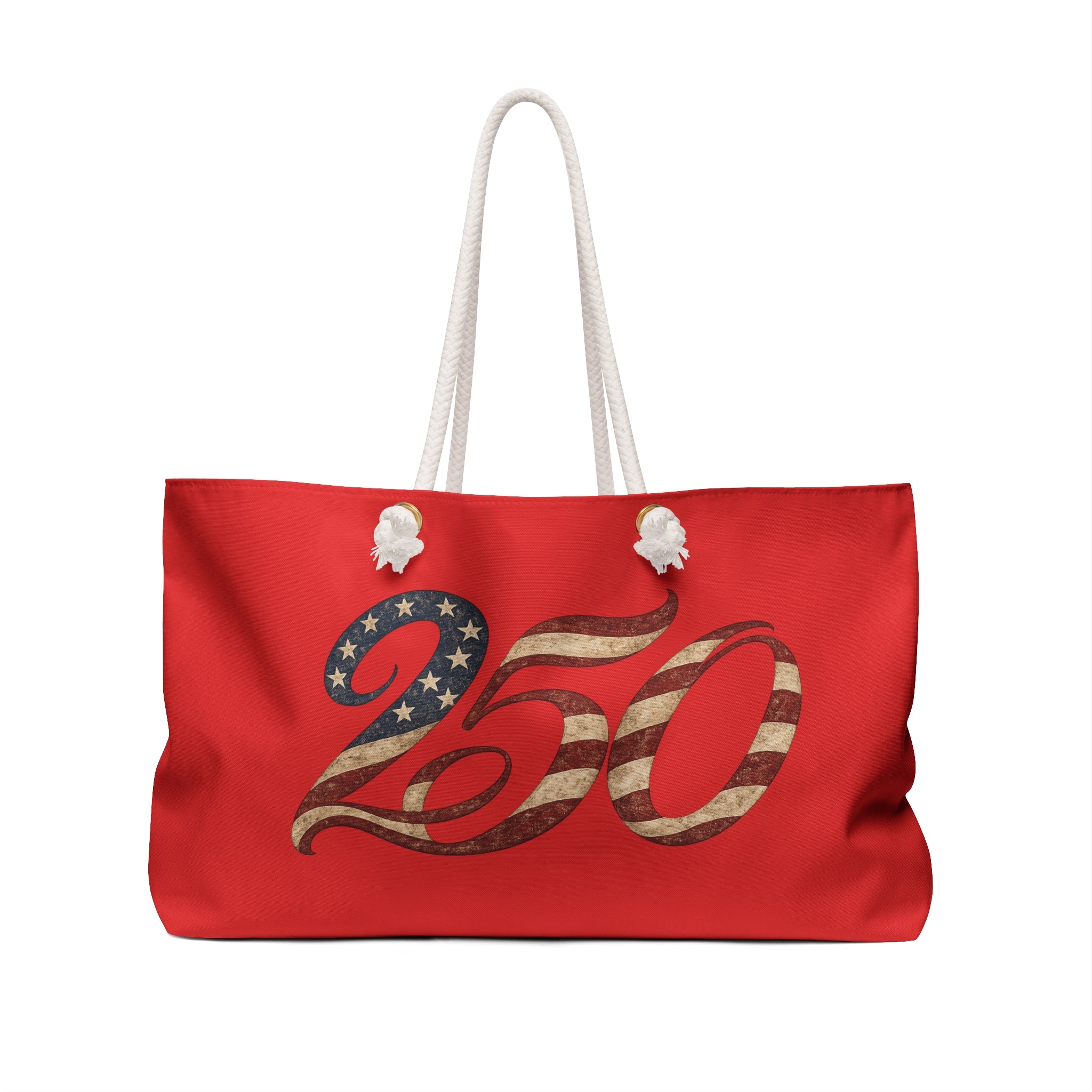 Patriotic 250 Weekender Bag – American Flag Script Travel Tote