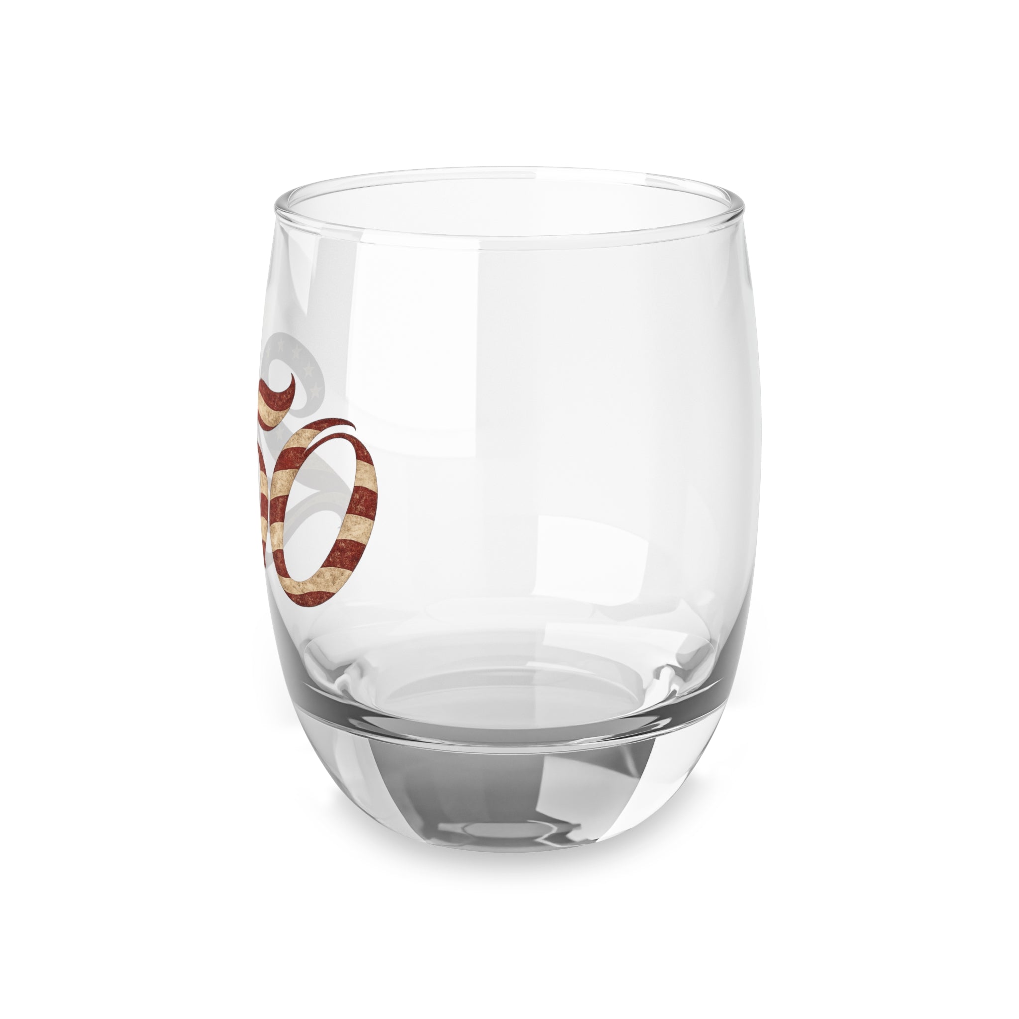 50th Anniversary Whiskey Glass — Patriotic American Flag Number 50 Stemless Rocks Glass