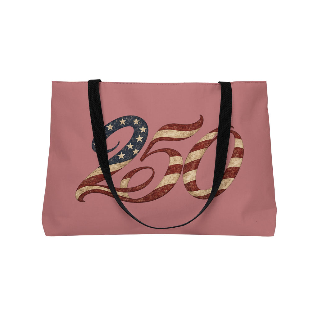 Weekender Tote Bag — '250' American Flag Script Travel Tote