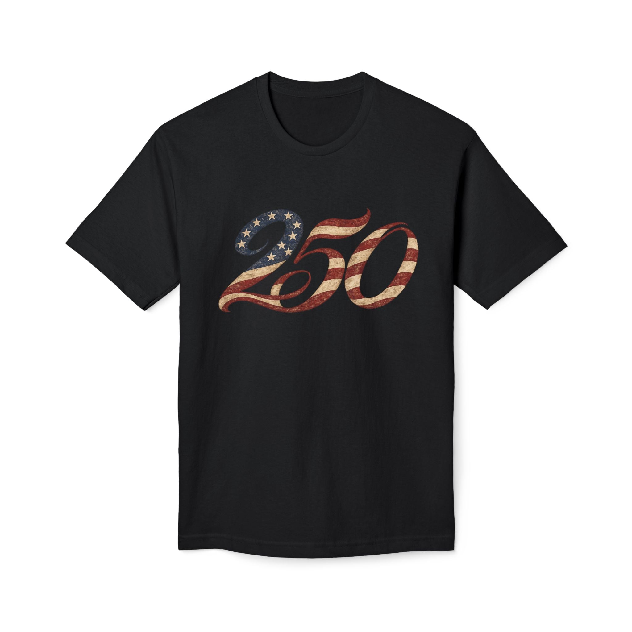 250 American Flag Number T-Shirt — Patriotic 250th Anniversary Tee