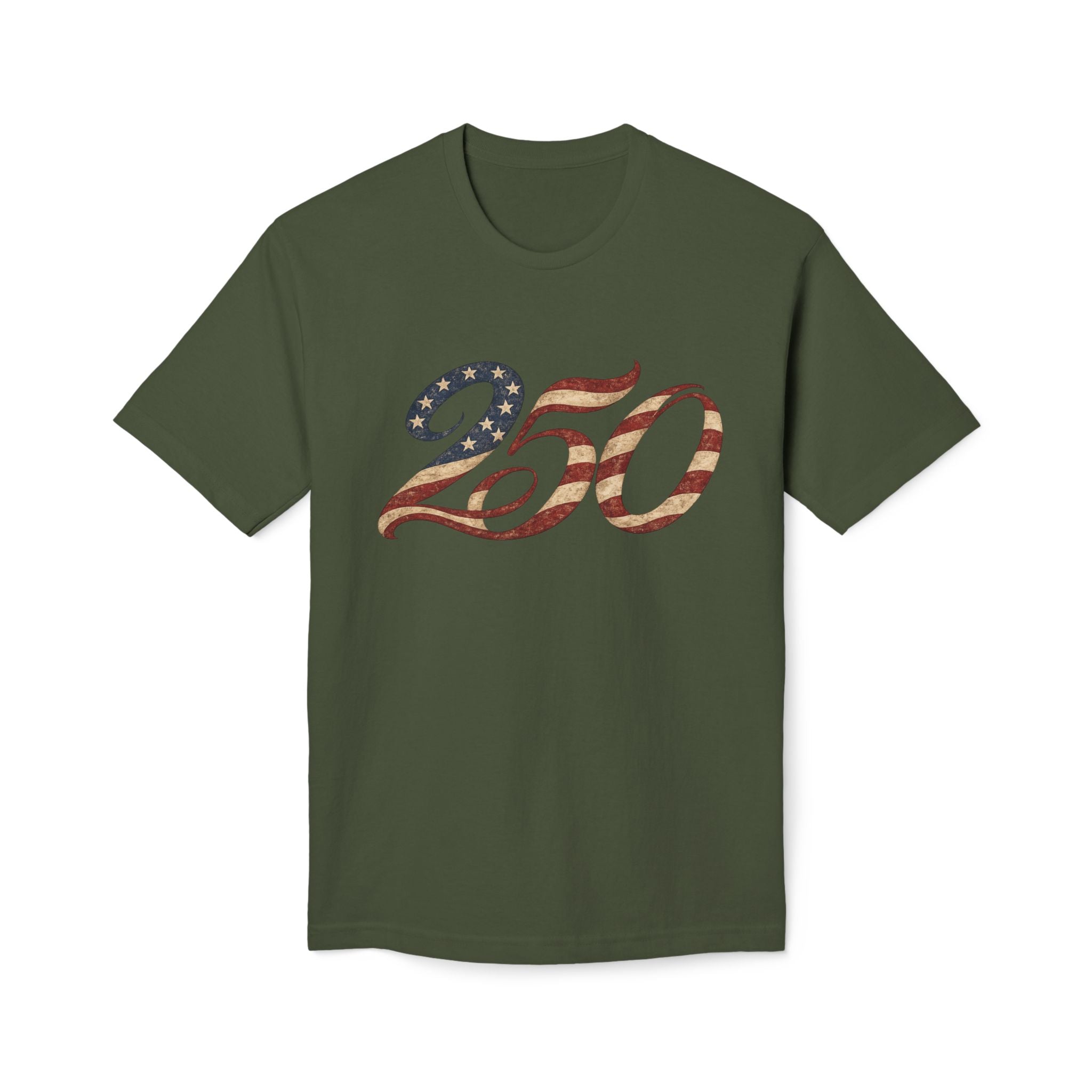250 American Flag Number T-Shirt — Patriotic 250th Anniversary Tee