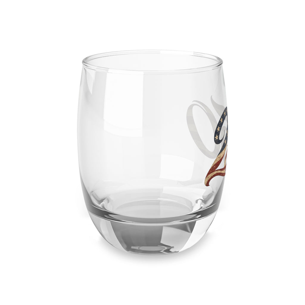 50th Anniversary Whiskey Glass — Patriotic American Flag Number 50 Stemless Rocks Glass