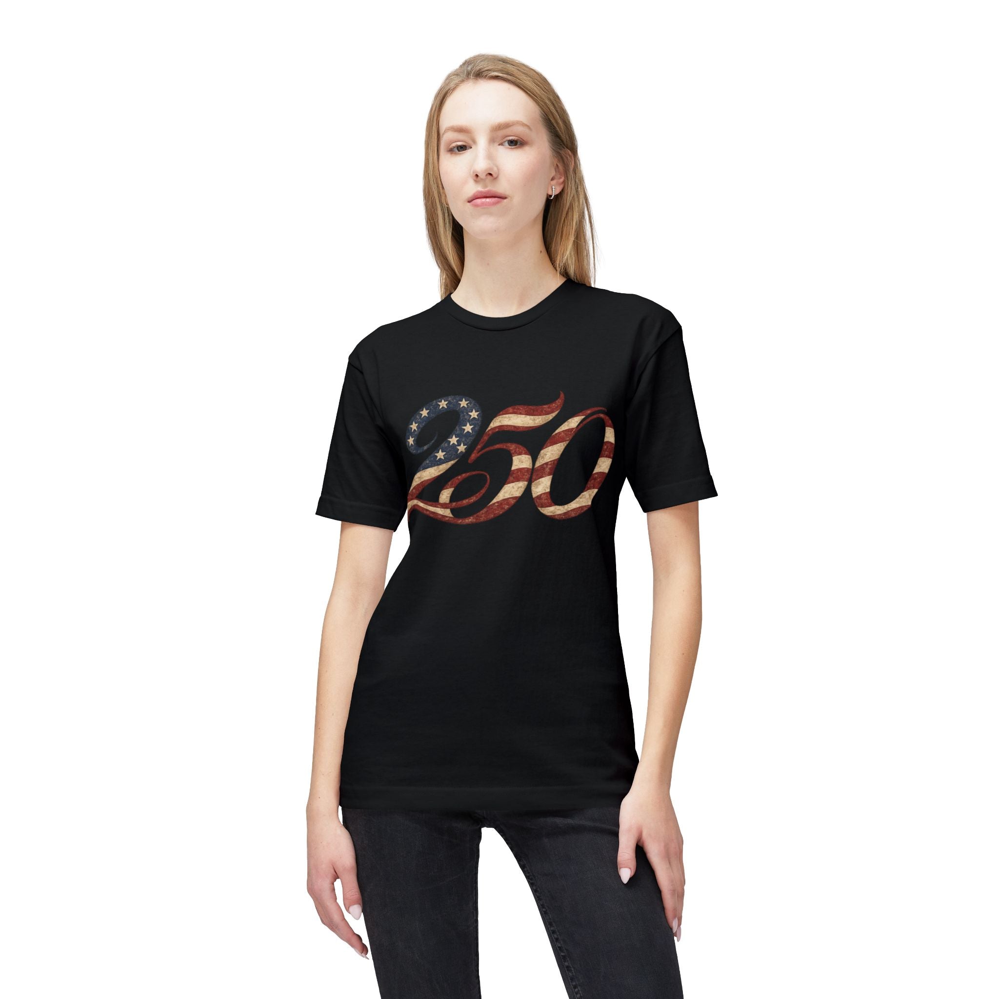 250 American Flag Number T-Shirt — Patriotic 250th Anniversary Tee