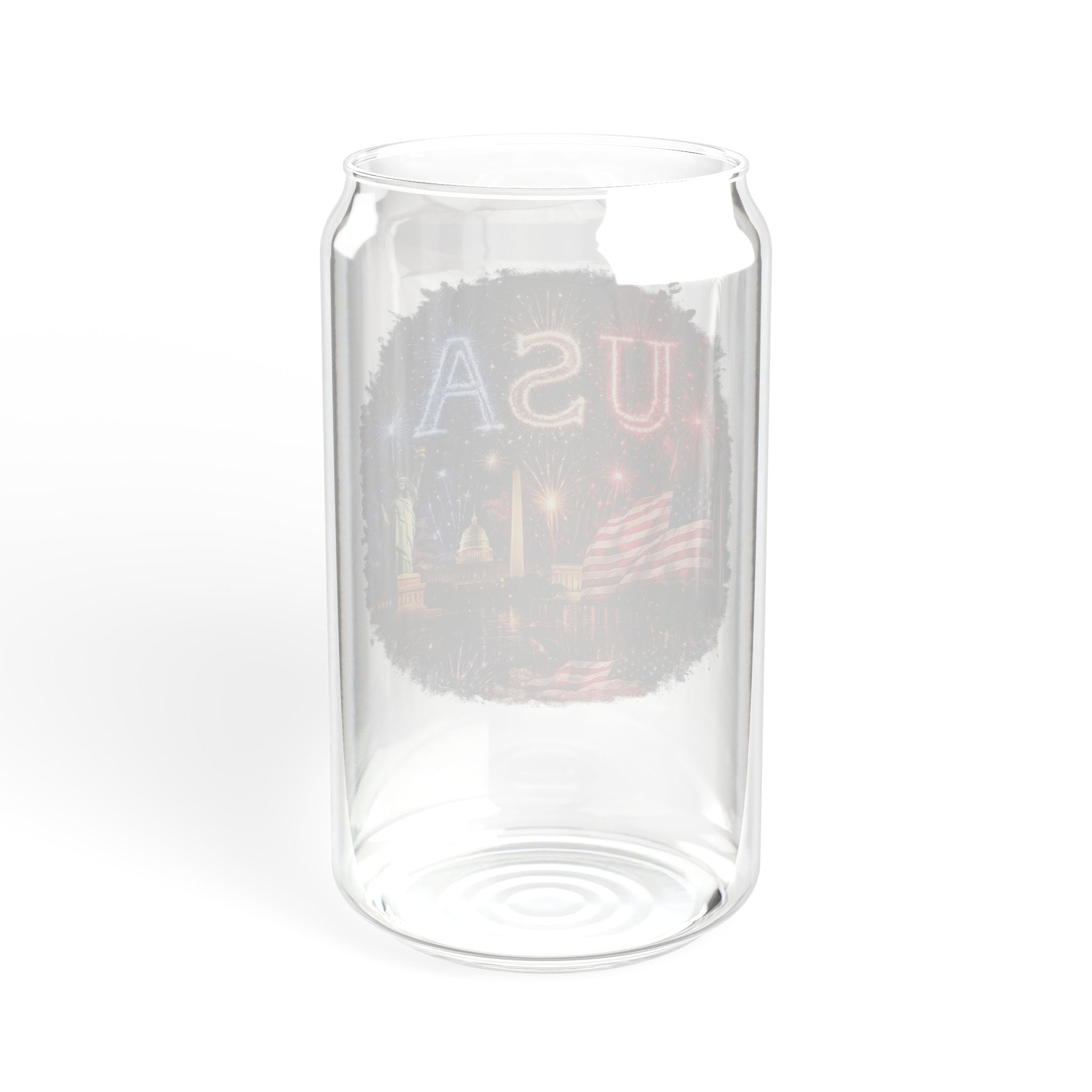 USA Fireworks Sipper Glass – 16oz Patriotic Summer Drink Cup with Straw