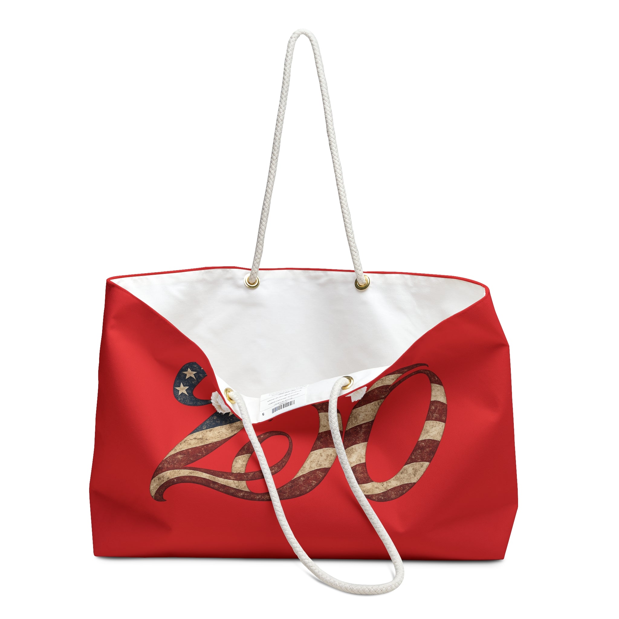 Patriotic 250 Weekender Bag – American Flag Script Travel Tote