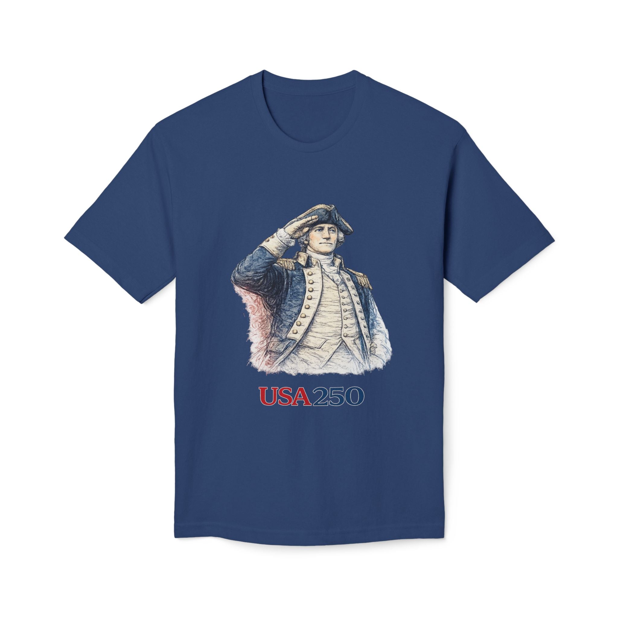 USA 250 Patriotic T-Shirt — Colonial Soldier Salute