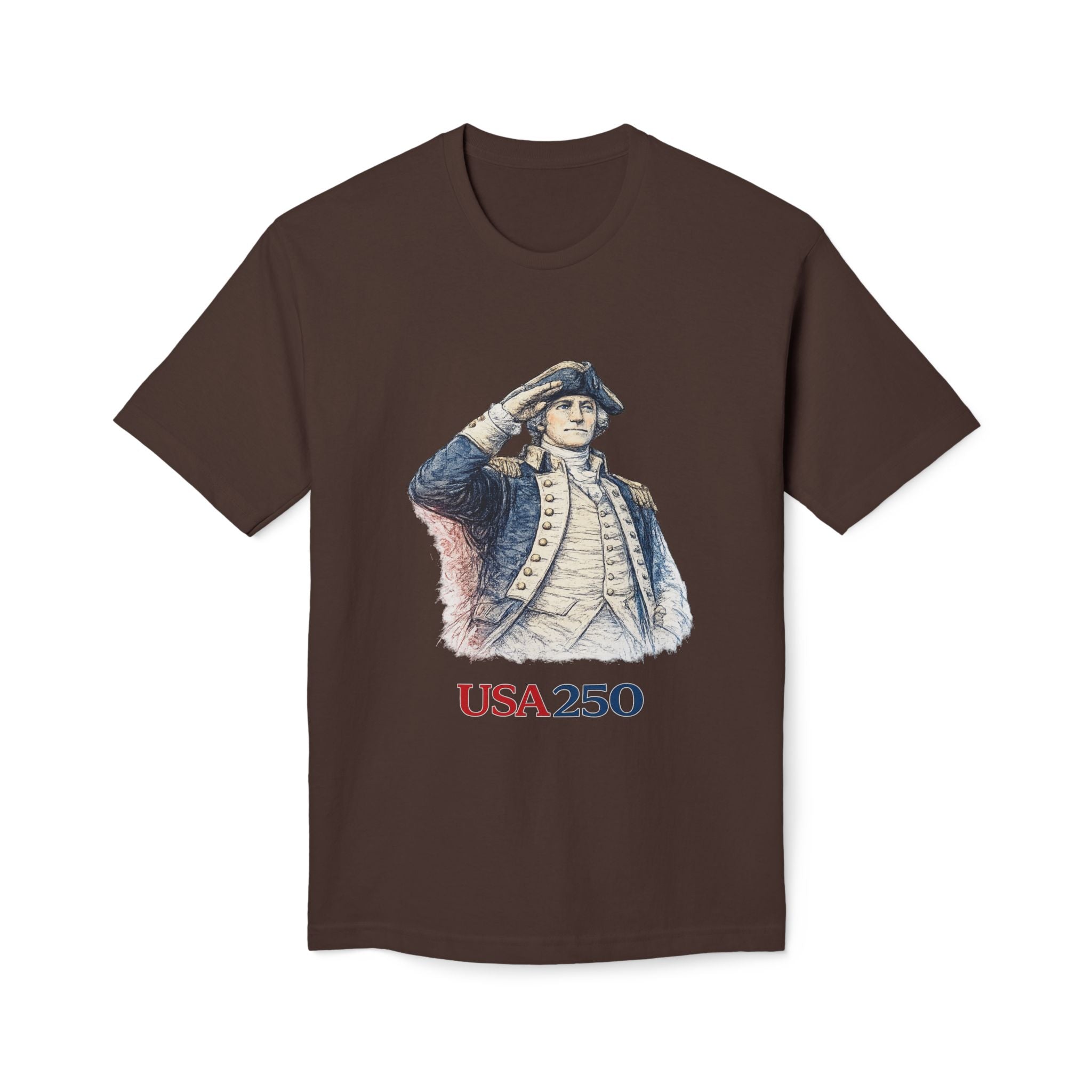 USA 250 Patriotic T-Shirt — Colonial Soldier Salute