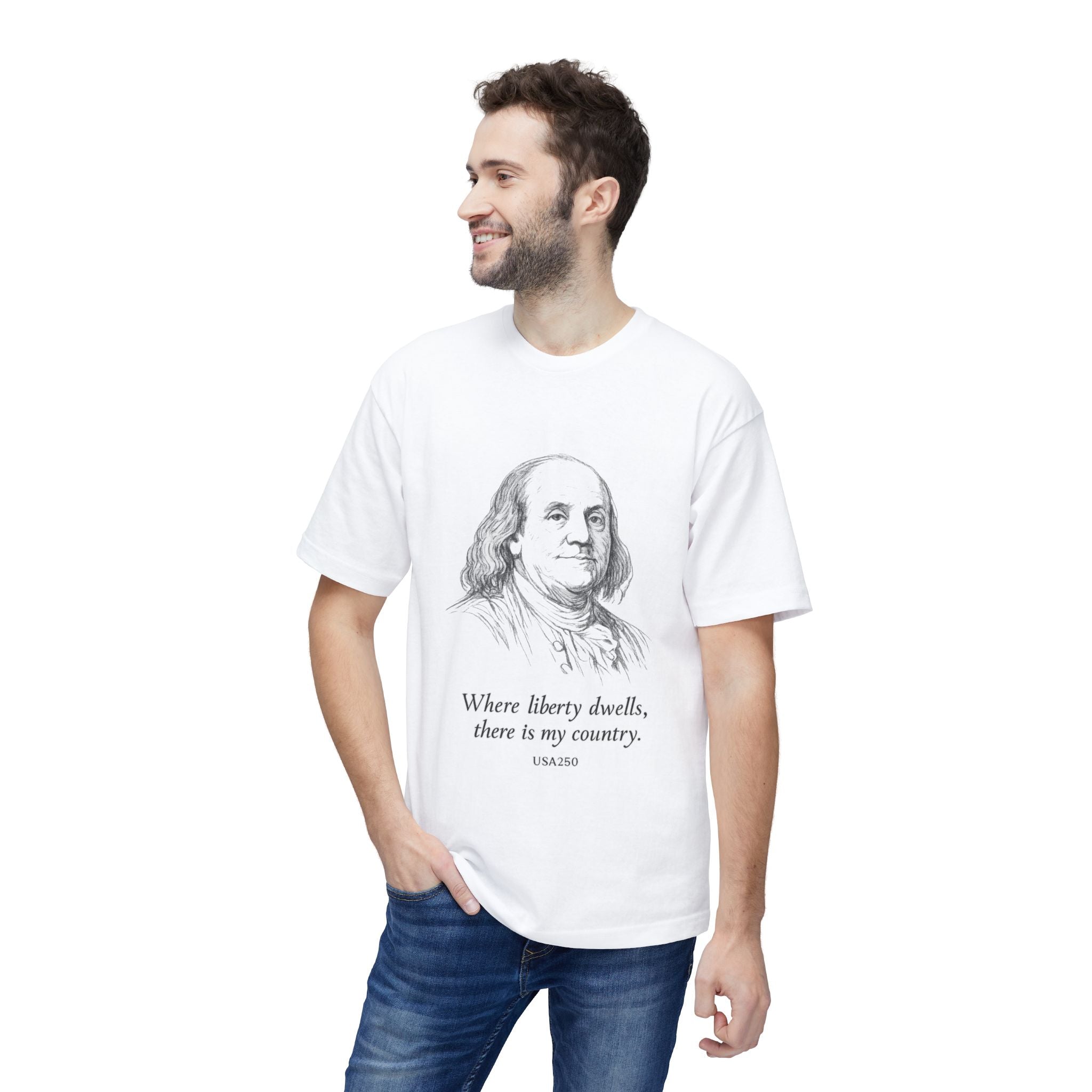 Benjamin Franklin "Where Liberty Dwells, There Is My Country" T-Shirt
