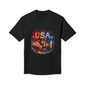 USA Fireworks T-Shirt — American Flag & Statue of Liberty Fourth of July Tee