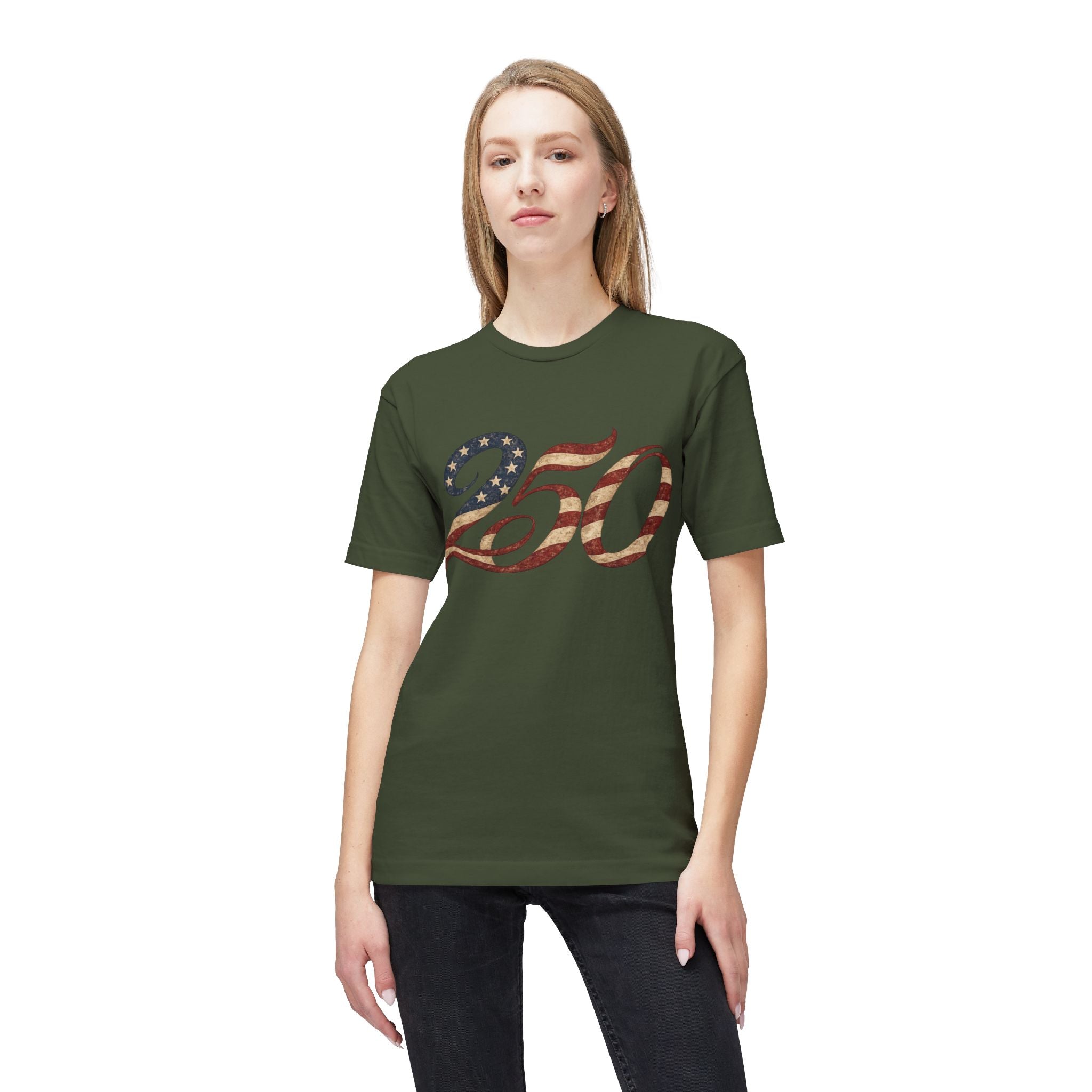 250 American Flag Number T-Shirt — Patriotic 250th Anniversary Tee