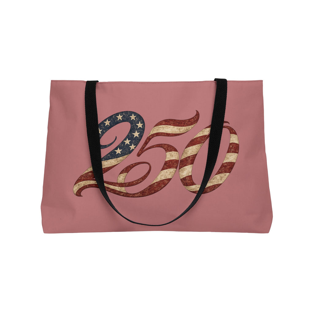 Weekender Tote Bag — '250' American Flag Script Travel Tote