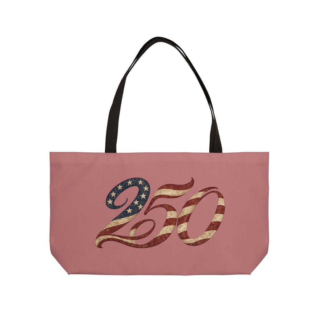 Weekender Tote Bag — '250' American Flag Script Travel Tote